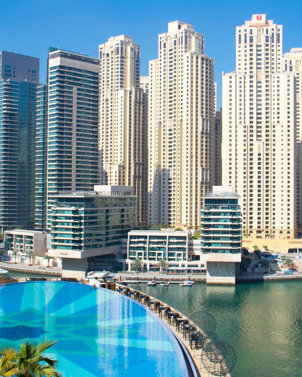 Dubai Marina towers at dusk